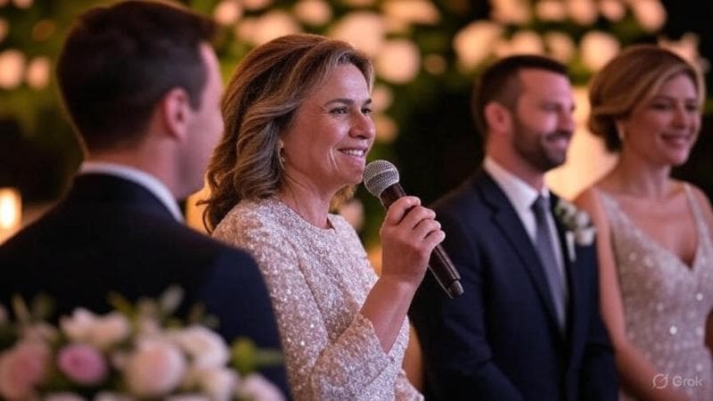 Aunt of the Groom giving a wedding speech