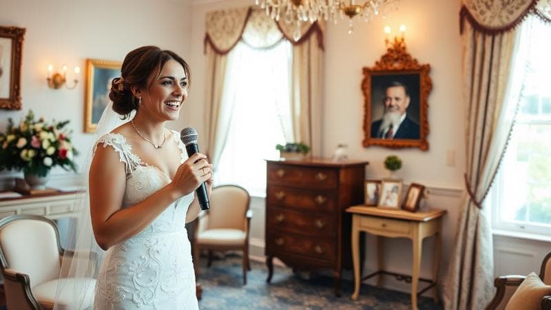 Bride giving a wedding speech