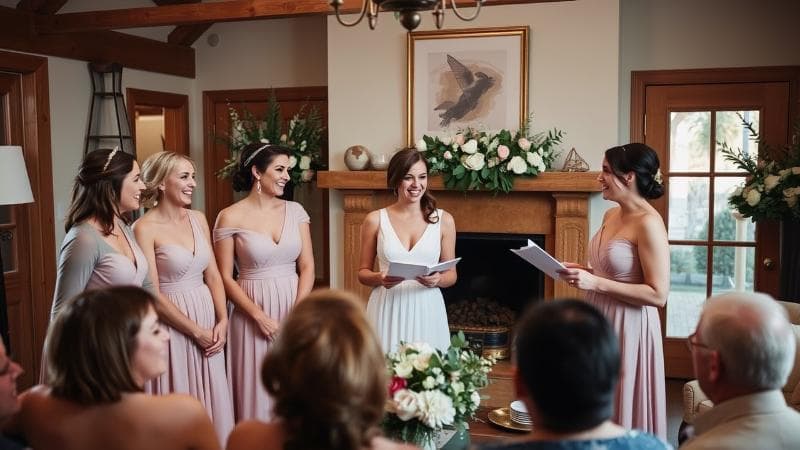Bridesmaid giving a wedding speech