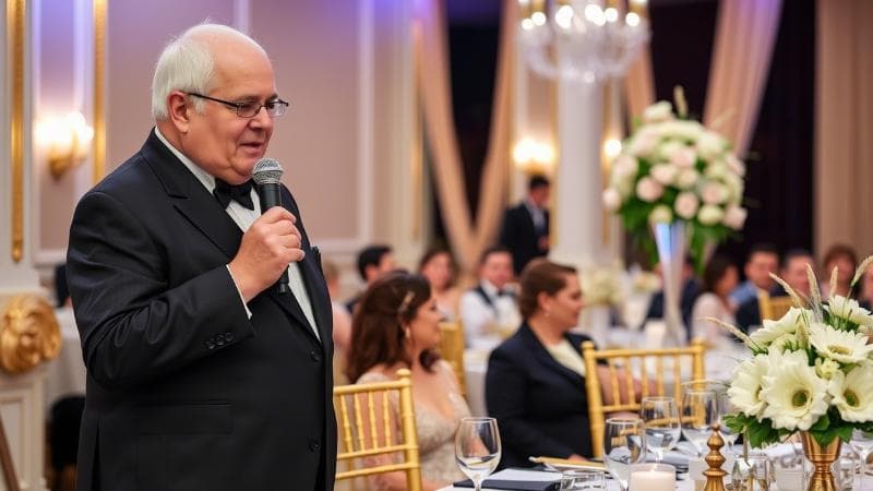 Distinguished guest delivering a wedding speech
