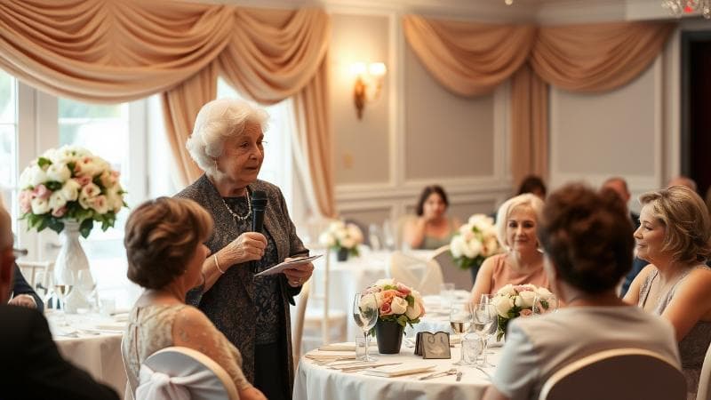 Grandmother of the Bride giving a wedding speech