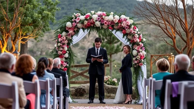 Wedding officiant performing a ceremony